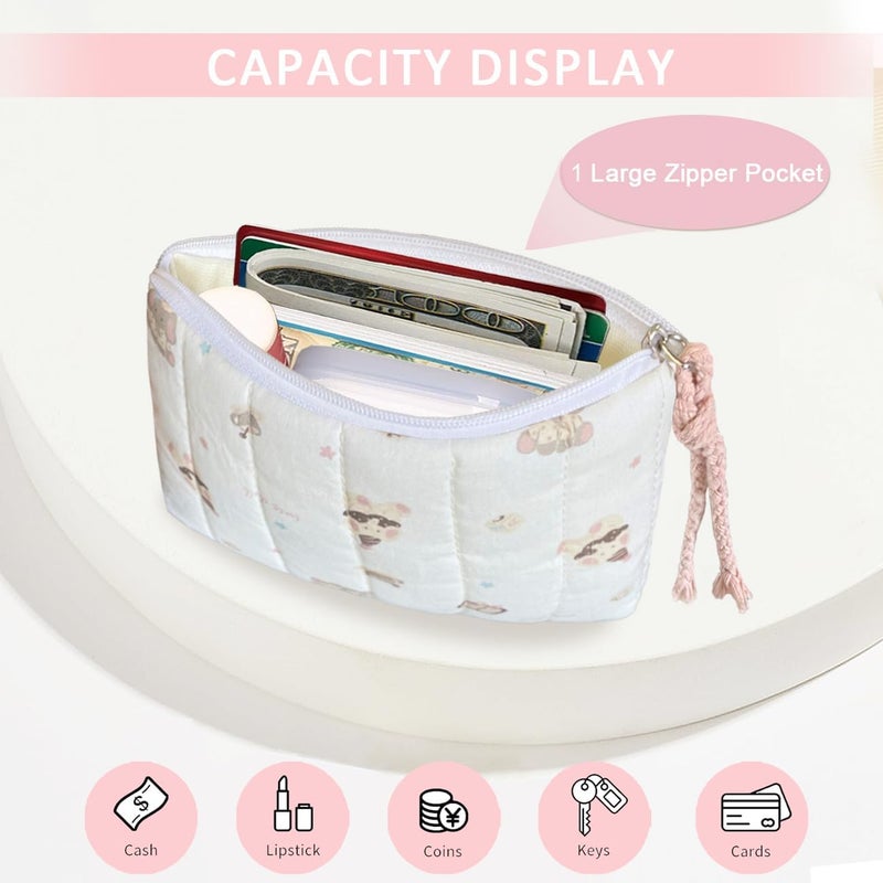 Modacarry Store Cotton Quilted Floral Coin Purse Digital Camera Pouch with Cute Prints Zipper for Women Girls (ELEPHANT) - Image 2